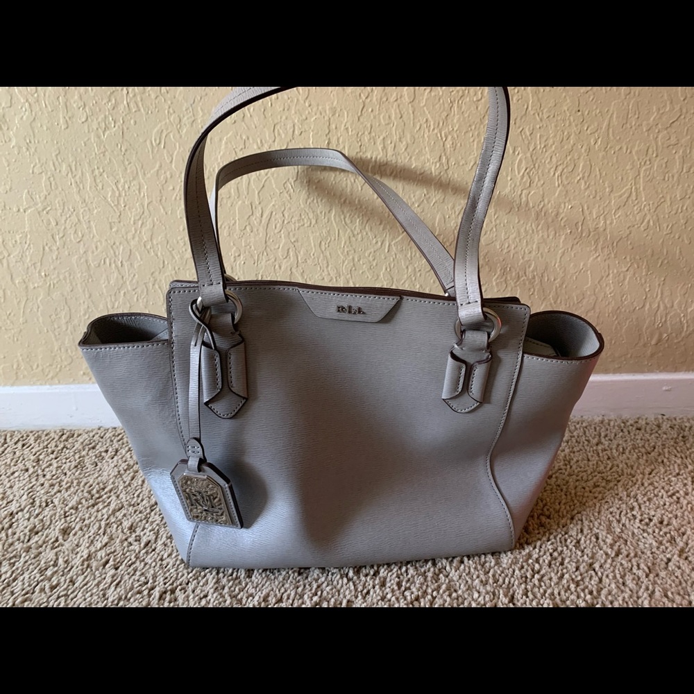 Ralph Lauren light grey leather satchel